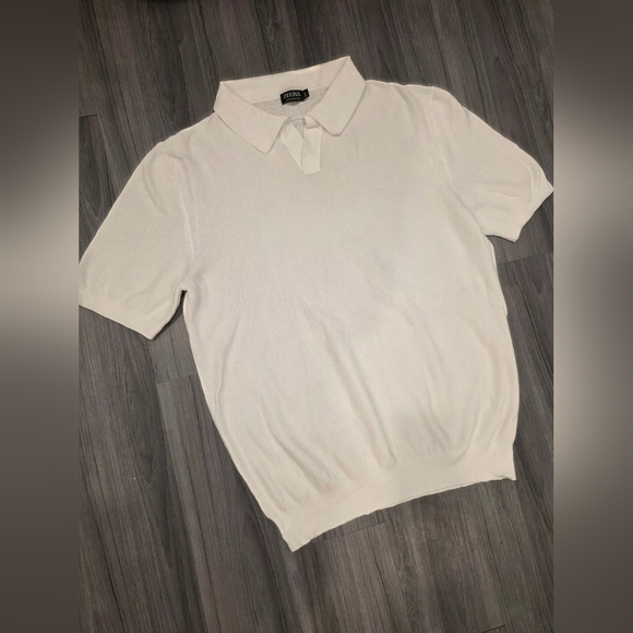 Zegna Italy Men Polo Ribbed Hem Shirt Premium Cotton Short Sleeve Ochre $1100 - Picture 8 of 16